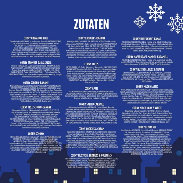 Corny javainių batonėlių advento kalendorius